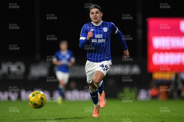 281025 - Wrexham v Cardiff City - Carabao Cup Round 4 - Cian Ashford of Cardiff City