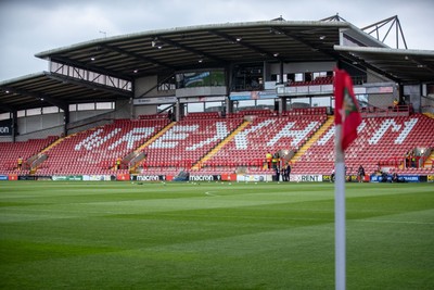 260425 - Wrexham v Charlton Athletic - Sky Bet League 1 -  General View of the Racecourse Ground ahead of kick off