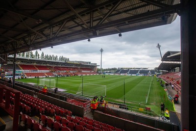 260425 - Wrexham v Charlton Athletic - Sky Bet League 1 -  General View of the Racecourse Ground ahead of kick off