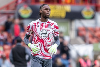 260425 - Wrexham v Charlton Athletic - Sky Bet League 1 -  Arthur Okonkwo of Wrexham AFC ahead of kick off