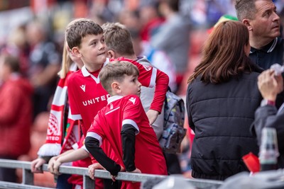 260425 - Wrexham v Charlton Athletic - Sky Bet League 1 - Young Wrexham fans ahead of kick off