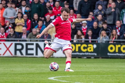 260425 - Wrexham v Charlton Athletic - Sky Bet League 1 - Oliver Rathbone of Wrexham AFC opens the scoring in the first half