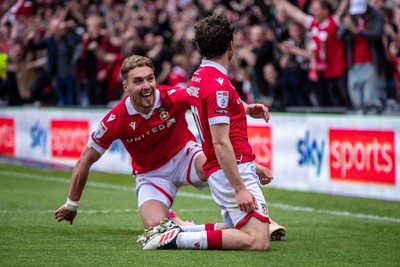 260425 - Wrexham v Charlton Athletic - Sky Bet League 1 - Oliver Rathbone of Wrexham AFC celebrates scoring in the first half