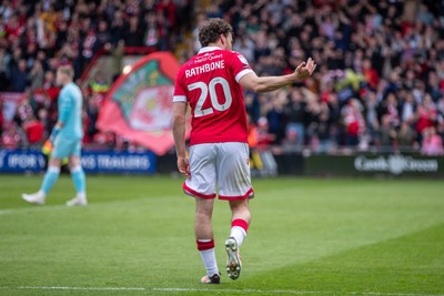 260425 - Wrexham v Charlton Athletic - Sky Bet League 1 - Oliver Rathbone of Wrexham AFC celebrates scoring in the first half