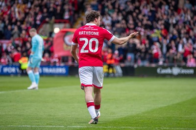 260425 - Wrexham v Charlton Athletic - Sky Bet League 1 - Oliver Rathbone of Wrexham AFC celebrates scoring in the first half