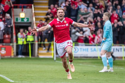 260425 - Wrexham v Charlton Athletic - Sky Bet League 1 - Sam Smith of Wrexham AFC celebrates scoring a goal to make it 2-0 shortly after the opening goal in the first half