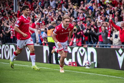 260425 - Wrexham v Charlton Athletic - Sky Bet League 1 - Sam Smith of Wrexham AFC celebrates scoring a goal to make it 2-0 shortly after the opening goal in the first half