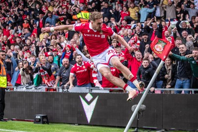 260425 - Wrexham v Charlton Athletic - Sky Bet League 1 - Sam Smith of Wrexham AFC celebrates scoring a goal to make it 2-0 shortly after the opening goal in the first half