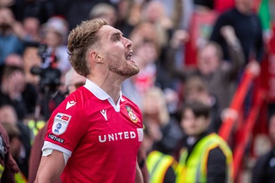 260425 - Wrexham v Charlton Athletic - Sky Bet League 1 - Sam Smith of Wrexham AFC celebrates scoring a goal to make it 2-0 shortly after the opening goal in the first half