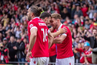 260425 - Wrexham v Charlton Athletic - Sky Bet League 1 - Sam Smith of Wrexham AFC celebrates scoring a goal to make it 2-0 shortly after the opening goal in the first half
