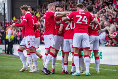 260425 - Wrexham v Charlton Athletic - Sky Bet League 1 - Oliver Rathbone of Wrexham AFC celebrates his opening goal