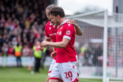 260425 - Wrexham v Charlton Athletic - Sky Bet League 1 - Oliver Rathbone of Wrexham AFC celebrates his opening goal
