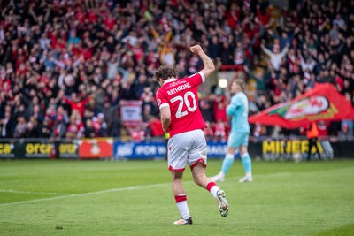 260425 - Wrexham v Charlton Athletic - Sky Bet League 1 - Oliver Rathbone of Wrexham AFC celebrates his opening goal