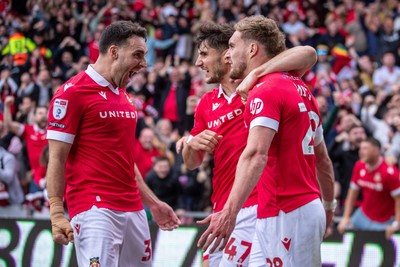 260425 - Wrexham v Charlton Athletic - Sky Bet League 1 - Sam Smith of Wrexham AFC celebrates making it 2-0
