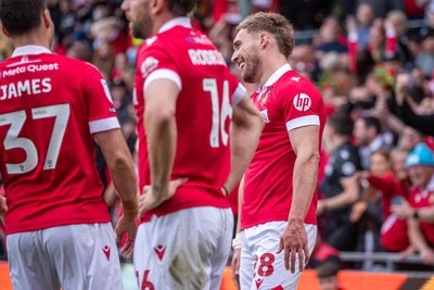 260425 - Wrexham v Charlton Athletic - Sky Bet League 1 - Sam Smith of Wrexham AFC celebrates making it 2-0