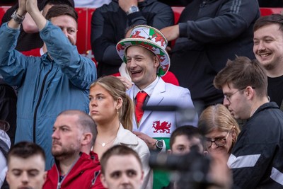 260425 - Wrexham v Charlton Athletic - Sky Bet League 1 - A Wrexham fan in a Wales suit