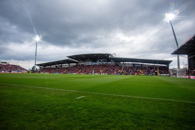 260425 - Wrexham v Charlton Athletic - Sky Bet League 1 - General View of the Racecourse Ground