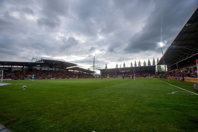 260425 - Wrexham v Charlton Athletic - Sky Bet League 1 - General View of the Racecourse Ground