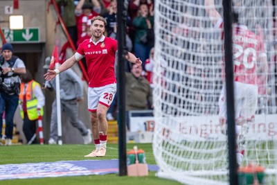 260425 - Wrexham v Charlton Athletic - Sky Bet League 1 - Sam Smith of Wrexham AFC celebrates his second goal which gives Wrexham a 3-0 advantage