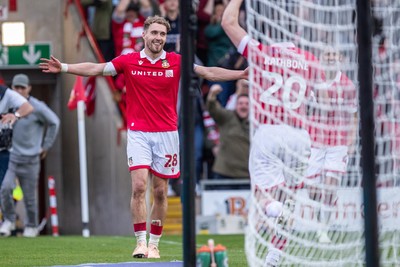 260425 - Wrexham v Charlton Athletic - Sky Bet League 1 - Sam Smith of Wrexham AFC celebrates his second goal which gives Wrexham a 3-0 advantage