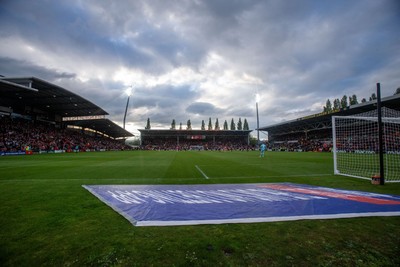 260425 - Wrexham v Charlton Athletic - Sky Bet League 1 - General View of the Racecourse Ground