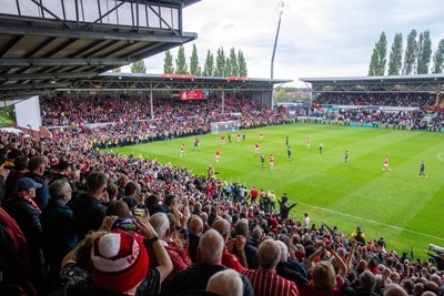 260425 - Wrexham v Charlton Athletic - Sky Bet League 1 - Wrexham fans await the full time whistle