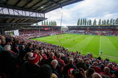 260425 - Wrexham v Charlton Athletic - Sky Bet League 1 - Wrexham fans await the full time whistle
