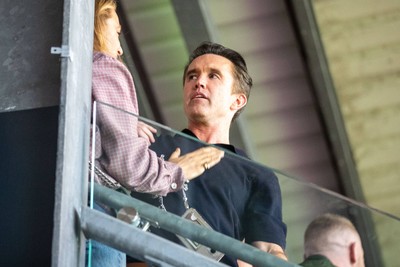 260425 - Wrexham v Charlton Athletic - Sky Bet League 1 - Wrexham co-owner Rob McElheney speaks to Blake Lively 