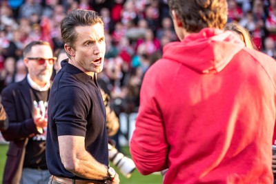 260425 - Wrexham v Charlton Athletic - Sky Bet League 1 - Wrexham co-owner Rob McElheney at full time