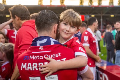260425 - Wrexham v Charlton Athletic - Sky Bet League 1 - Jack Marriott of Wrexham AFC with his son