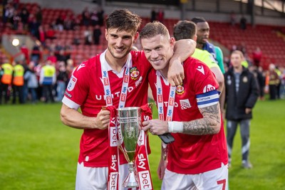 260425 - Wrexham v Charlton Athletic - Sky Bet League 1 - Wrexham players celebrate at full time