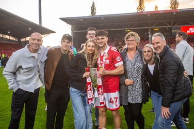 260425 - Wrexham v Charlton Athletic - Sky Bet League 1 - Ryan Longman of Wrexham celebrates their promotion at full time