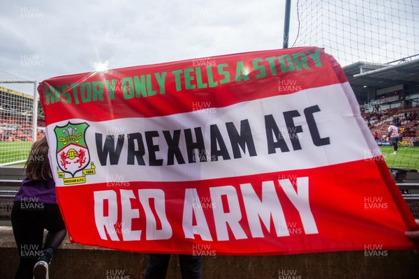 260425 - Wrexham v Charlton Athletic - Sky Bet League 1 - A Wrexham flag ahead of kick off