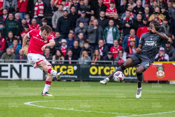 260425 - Wrexham v Charlton Athletic - Sky Bet League 1 - Oliver Rathbone of Wrexham AFC opens the scoring in the first half