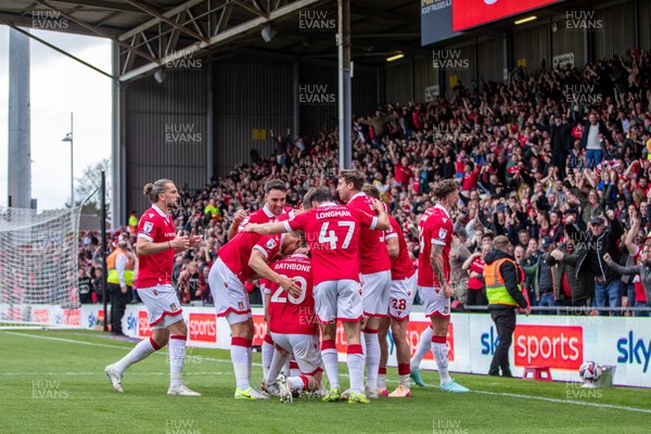260425 - Wrexham v Charlton Athletic - Sky Bet League 1 - Oliver Rathbone of Wrexham AFC celebrates scoring in the first half
