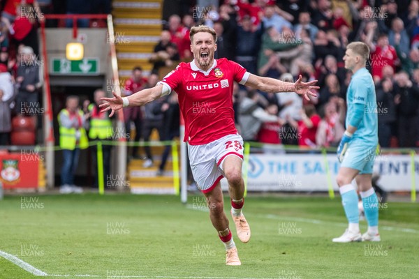 260425 - Wrexham v Charlton Athletic - Sky Bet League 1 - Sam Smith of Wrexham AFC celebrates scoring a goal to make it 2-0 shortly after the opening goal in the first half
