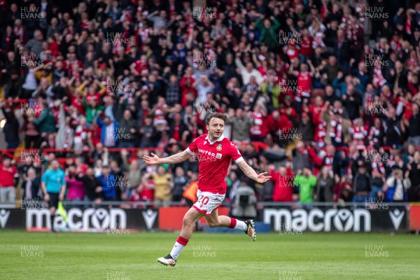 260425 - Wrexham v Charlton Athletic - Sky Bet League 1 - Oliver Rathbone of Wrexham AFC celebrates his opening goal