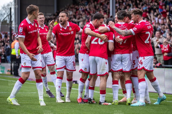 260425 - Wrexham v Charlton Athletic - Sky Bet League 1 - Oliver Rathbone of Wrexham AFC celebrates his opening goal