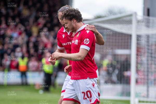 260425 - Wrexham v Charlton Athletic - Sky Bet League 1 - Oliver Rathbone of Wrexham AFC celebrates his opening goal