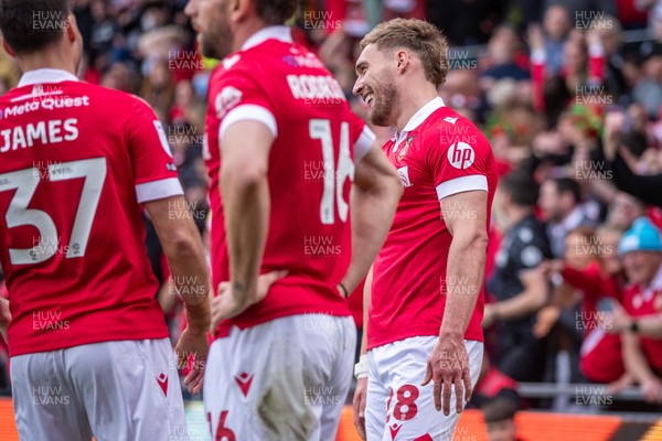260425 - Wrexham v Charlton Athletic - Sky Bet League 1 - Sam Smith of Wrexham AFC celebrates making it 2-0