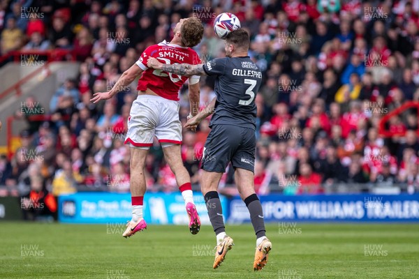 260425 - Wrexham v Charlton Athletic - Sky Bet League 1 -  Macaulay Gillesphey of Charlton Athletic heads clear
