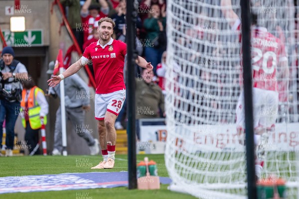 260425 - Wrexham v Charlton Athletic - Sky Bet League 1 - Sam Smith of Wrexham AFC celebrates his second goal which gives Wrexham a 3-0 advantage