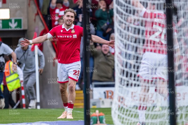 260425 - Wrexham v Charlton Athletic - Sky Bet League 1 - Sam Smith of Wrexham AFC celebrates his second goal which gives Wrexham a 3-0 advantage