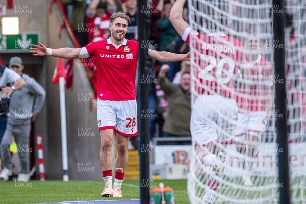 260425 - Wrexham v Charlton Athletic - Sky Bet League 1 - Sam Smith of Wrexham AFC celebrates his second goal which gives Wrexham a 3-0 advantage