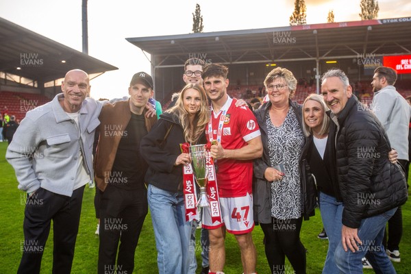 260425 - Wrexham v Charlton Athletic - Sky Bet League 1 - Ryan Longman of Wrexham celebrates their promotion at full time