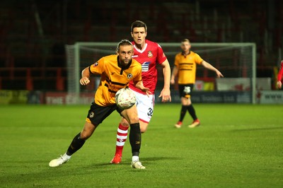 011218  Wrexham AFC v Newport County - Emirates FA Cup - Round 2 -  Fraser Franks of Newport County beats Bobby Grant of Wrexham to a lose ball  