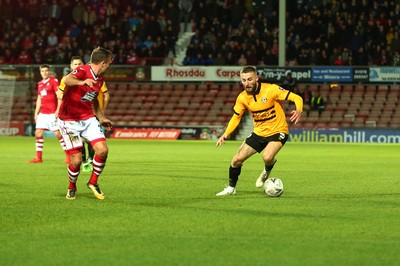 011218  Wrexham AFC v Newport County - Emirates FA Cup - Round 2 -  Dan Butler of Newport County takes on Kevin Roberts of Wrexham