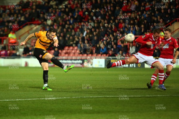 011218  Wrexham AFC v Newport County - Emirates FA Cup - Round 2 -  Andrew Crofts of Newport County gets a shot on goal  