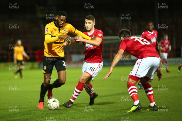 011218  Wrexham AFC v Newport County - Emirates FA Cup - Round 2 -  Jamille Matt  of Newport County takes on Brad Walker of Wrexham  