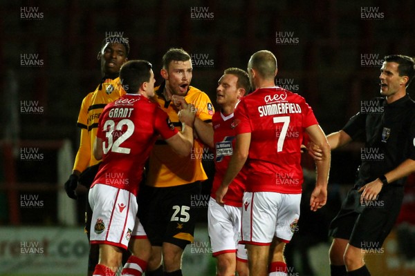 011218  Wrexham AFC v Newport County - Emirates FA Cup - Round 2 -  Heatd wods from Mark O Brien of Newport County and Luke Summerfield of Wrexham  